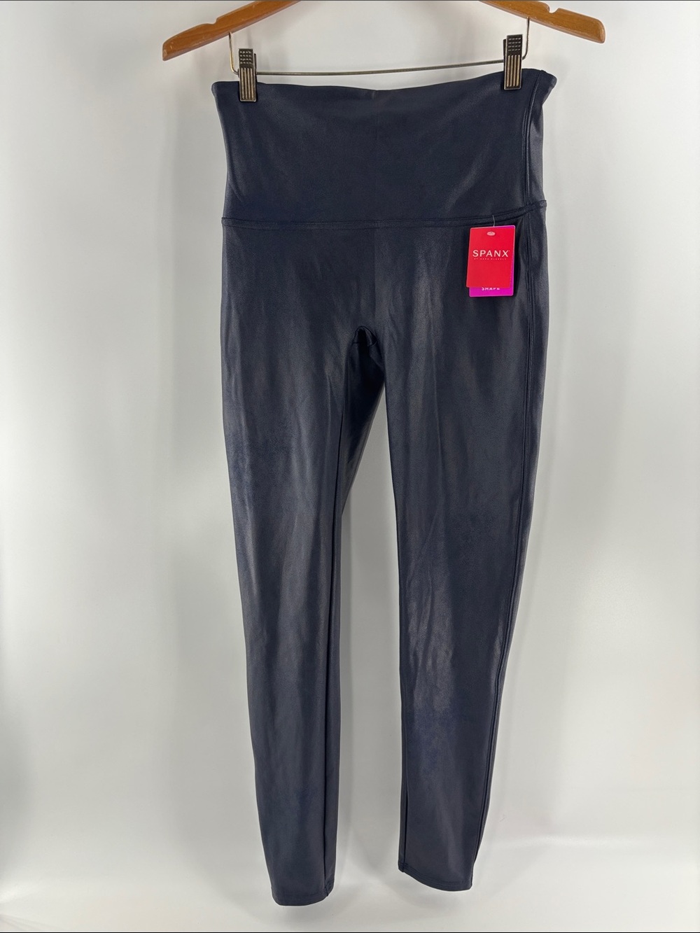SPANX High-Waist Faux Leather Jeggings - Navy XL New